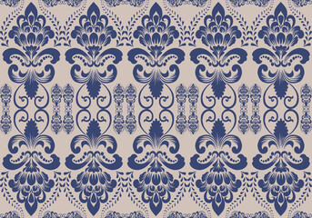 Wall Mural - Seamless blue floral pattern