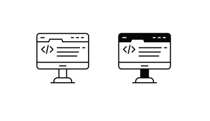 Code icon design with white background stock illustration