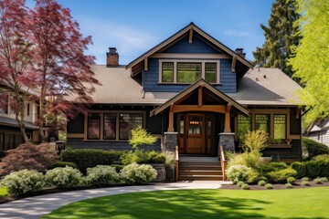 Canvas Print - Craftsman style home architecture outdoors building.