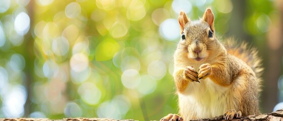 Wall Mural - Adorable squirrel giving thumbs up, looking directly at the camera. Free copy space for text.