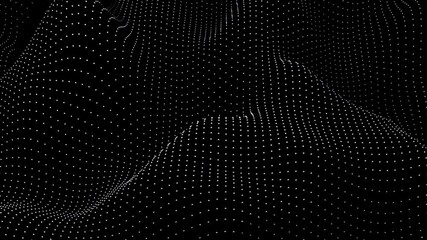 3d render Abstract digital black and white wave of particles. Futuristic point wave. Technology background vector.
