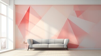 Poster - A minimalist abstract diamond pattern with geometric shapes in subtle shades of pink, conveying a sense of understated elegance and refinement.