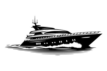 yacht silhouette vector illustration isolated on transparent background - Generative AI