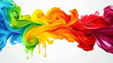 Poster - A colorful rainbow with a splash of paint on it. The colors are vibrant and the brushstrokes are bold. Concept of creativity and energy