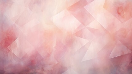 Poster - An ethereal abstract diamond pattern with geometric shapes bathed in a soft, diffused pink glow
