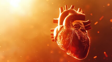 Poster - A heart is shown in a fiery orange background