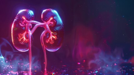 Wall Mural - A pair of kidneys are shown in a purple and red color scheme