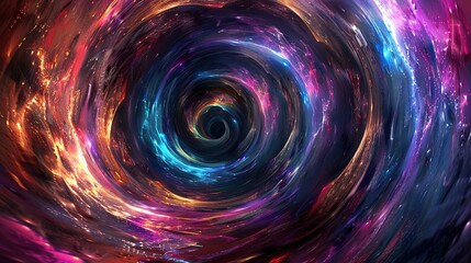 Wall Mural - Multicolored vortex energy, cosmic spiral waves, colorful swirl tunnel, dimensional portal, abstract futuristic digital background