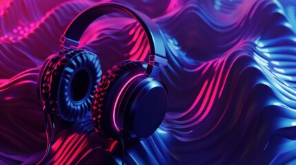 Poster - Headphones in a Neon Wave