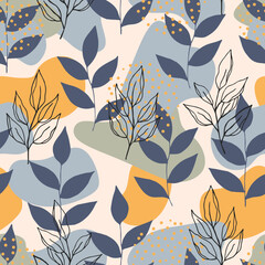 Wall Mural - Abstract pattern with leaves. Colorful pattern