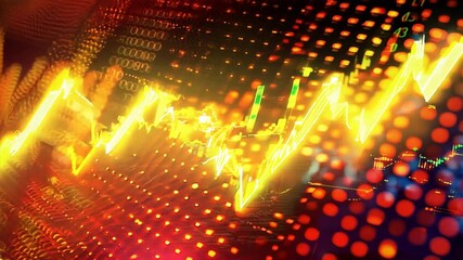 Poster - detailed image of a stock market graph with upward trends