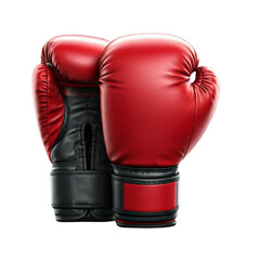 Pair of red leather boxing gloves on Isolated transparent background png. generated with AI