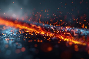 Poster - A fiery wall of flames on a black background