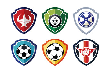 Wall Mural - Six Colorful Soccer Team Shields with Various Designs