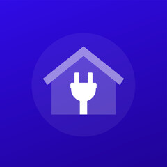 Poster - electric home icon, house and plug, transparent design