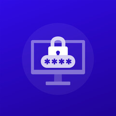 Poster - password access icon with a computer, transparent design