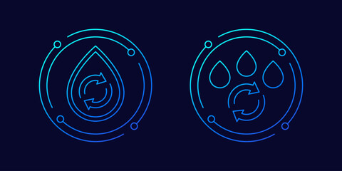 Poster - reuse water icons, linear vector design