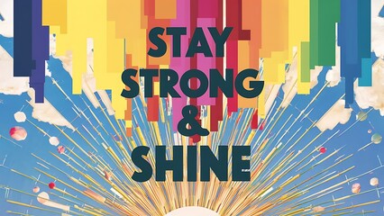 Stay Strong & Shine colorful background and text (T-shirt Design Motivational Quote, Illustration ,Typography)