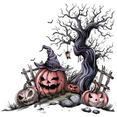 Wall Mural - halloween background with pumpkin