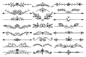 Hand-Drawn Floral and Ornamental Decorative Dividers