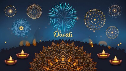 Wall Mural - Vector illustration Art. Diwali, Poster, Banner, Story, Design, Social Media Poster.
