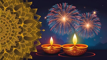 Wall Mural - Happy Diwali design with. Diwali Poster, Diwali Banner, Diwali, Festive,
