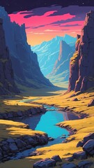 Wall Mural - putorana plateau russia natural wonders around the world retro neon