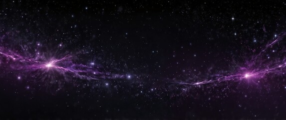 Wall Mural - purple motion lights in space galaxy plain black background wide angle panoramic view backdrop copy space