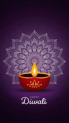 Wall Mural - Diwali, Indian Hindu Festive, Banner, Poster, Story. Diwali, Social Media Poster.  
