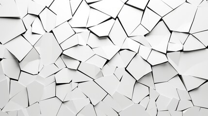 Poster - A minimalist line drawing of a shattered tile, emphasizing the sharp edges and fragmented shapes