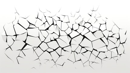 Poster - A minimalist line drawing of a shattered tile, emphasizing the sharp edges and fragmented shapes