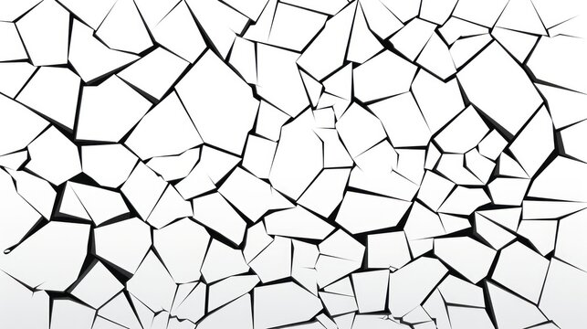 A minimalist line drawing of a shattered tile, emphasizing the sharp edges and fragmented shapes