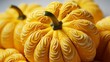 © hamad - Close up of a fresh fluted pumpkin, macro photography, delicious textures, front view from above, studio lighting, white background.