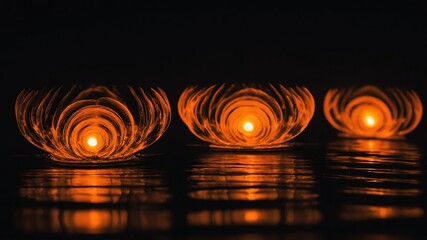 Wall Mural - orange glowing circle abstract in black background copy space design