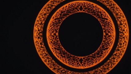 Wall Mural - orange glowing circle abstract in black background copy space design