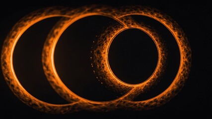 Wall Mural - orange glowing circle abstract in black background copy space design