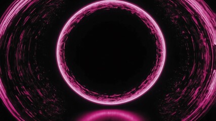 Wall Mural - pink glowing circle abstract in black background copy space design