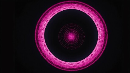 Wall Mural - pink glowing circle abstract in black background copy space design