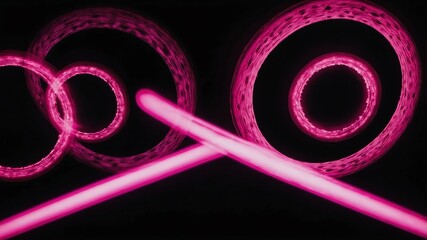 Wall Mural - pink glowing circle abstract in black background copy space design