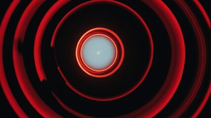 Wall Mural - red glowing circle abstract in black background copy space design