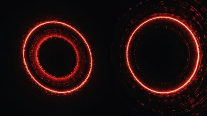 Wall Mural - red glowing circle abstract in black background copy space design