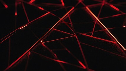 Wall Mural - red glowing triangles abstract in black background copy space design