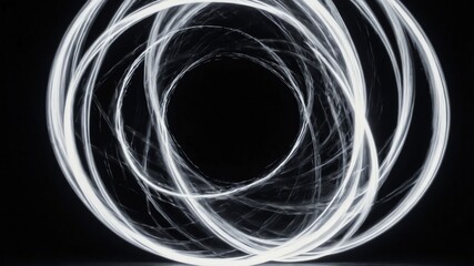 Wall Mural - white glowing circle abstract in black background copy space design