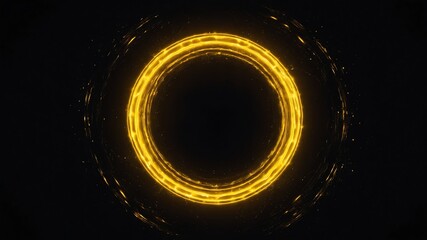 Wall Mural - yellow glowing circle abstract in black background copy space design