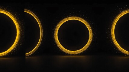 Wall Mural - yellow glowing circle abstract in black background copy space design