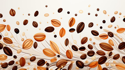 Wall Mural - Coffee Beans with Water Resins, Abstract Image, Texture, Pattern Background, Wallpaper, Cover and Screen of Smartphone, Cell Phone, Computer, Laptop, 9:16 and 16:9 Format