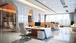 © bharath - Bright office area with contemporary design and ergonomic furniture.
