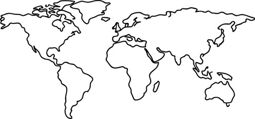 the moder global map outline, world map line art.eps