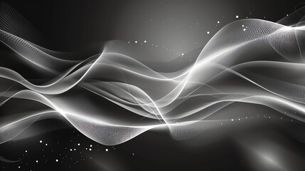 Poster - Abstract black and white background with flowing lines and sparkles.