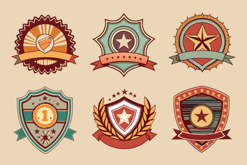 Wall Mural - Six Vintage Retro Style Star Shaped Badges